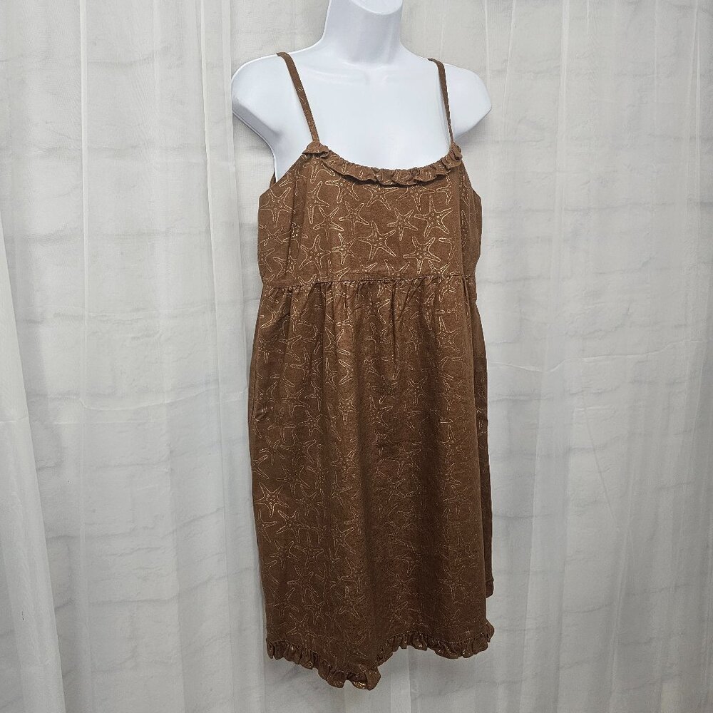 Vineyard Vines Dress Y2K Brown Starfish Beach Resort Preppy Linen Blend 10 - Picture 4 of 12